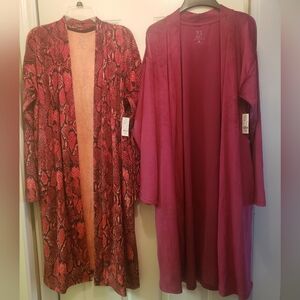 Dusty Rose Snake Print and Solid Dusty Rose Velour Long Sleeve Cardigans Size Xl